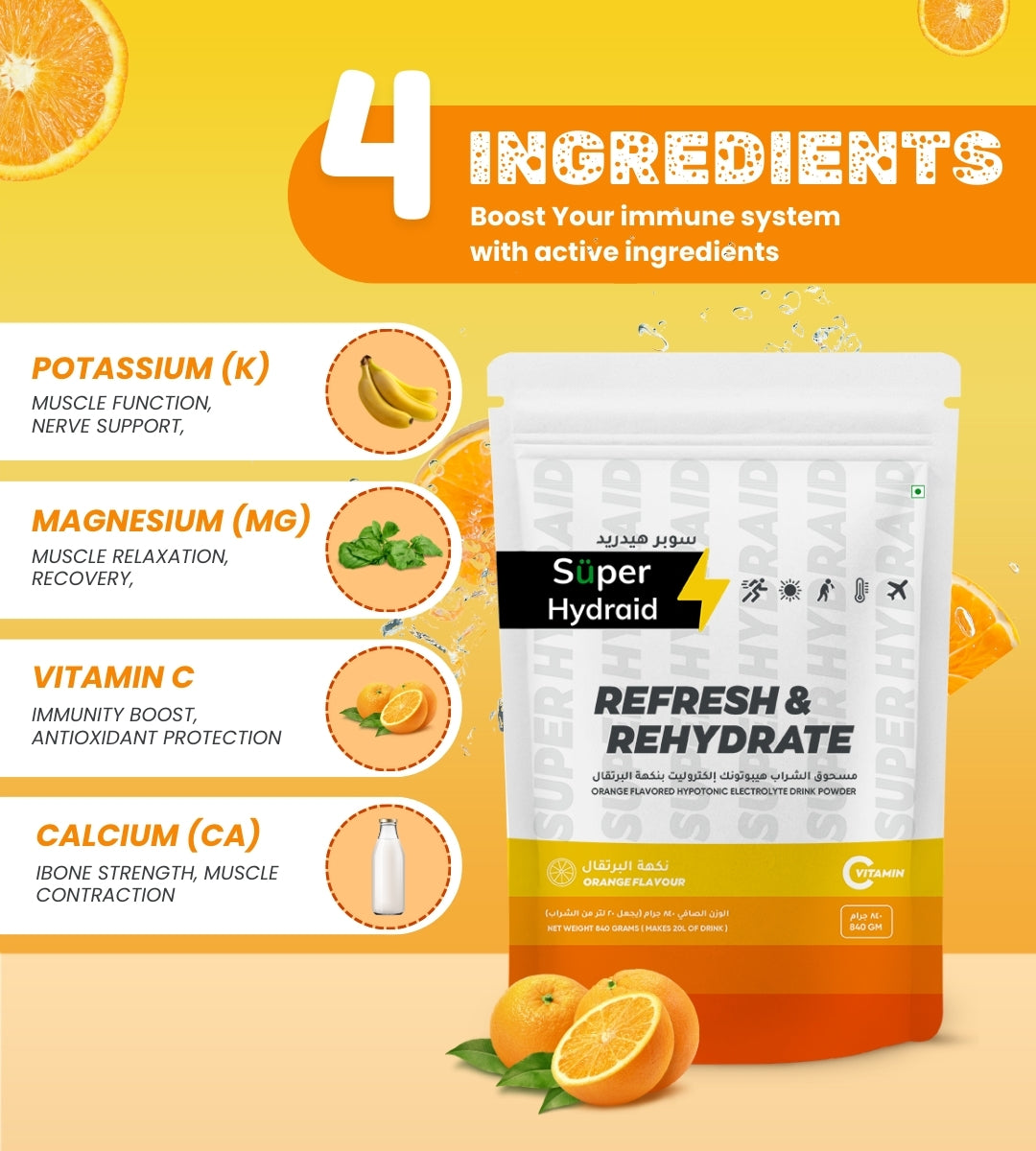 Super Hydraid Electrolyte Drink Mix | Orange - Protectol-Super Hydraid (Powder)