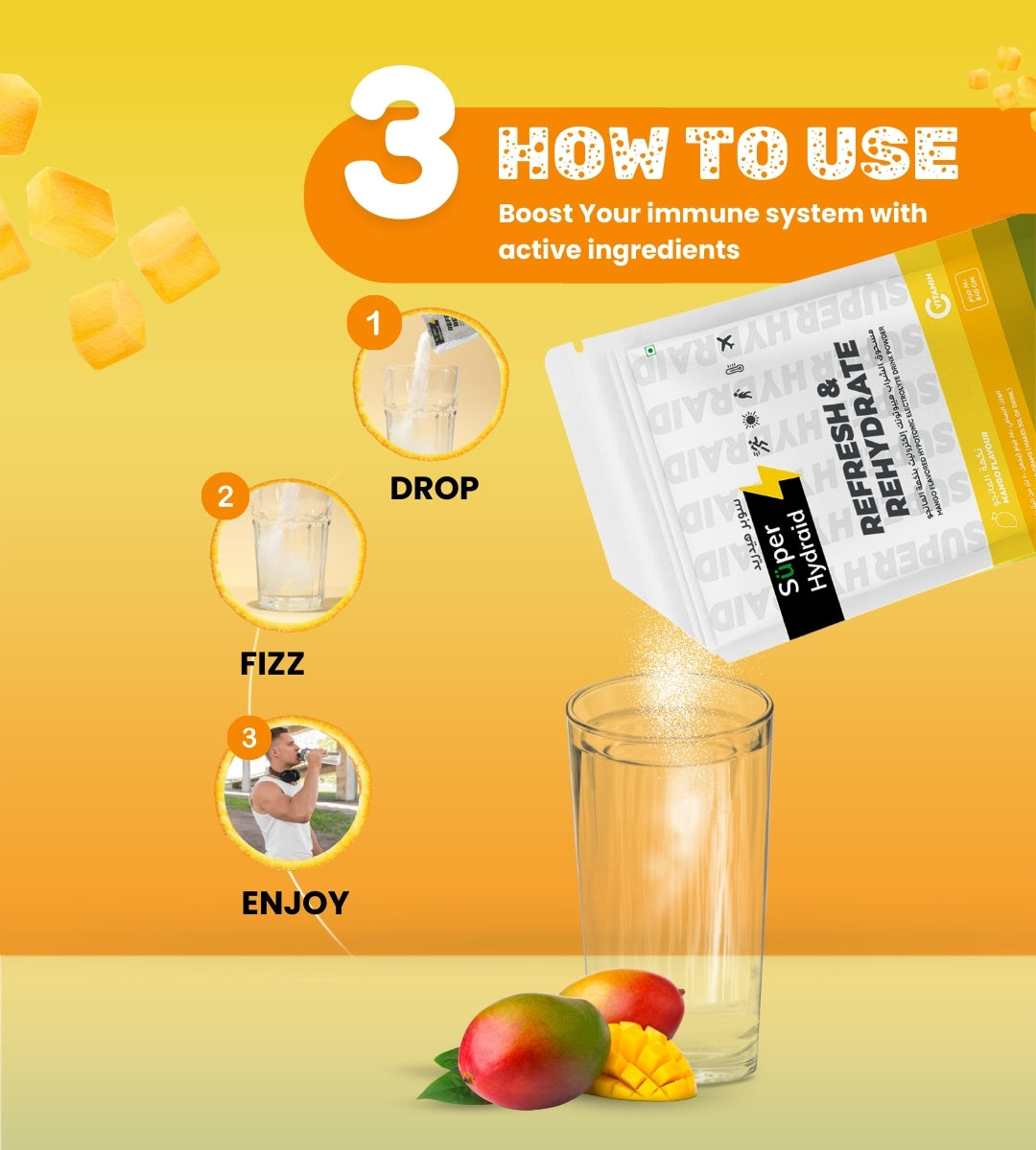 Super Hydraid Electrolyte Drink Mix | Mango - Protectol-Super Hydraid (Powder)